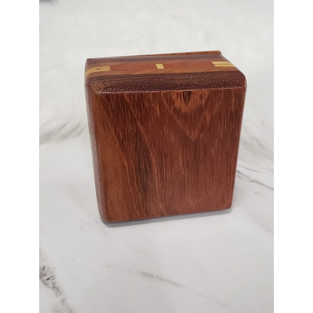 Trinket Storage box inlaid wood SWING OPEN LID MCM Vintage Pill Box Vanity